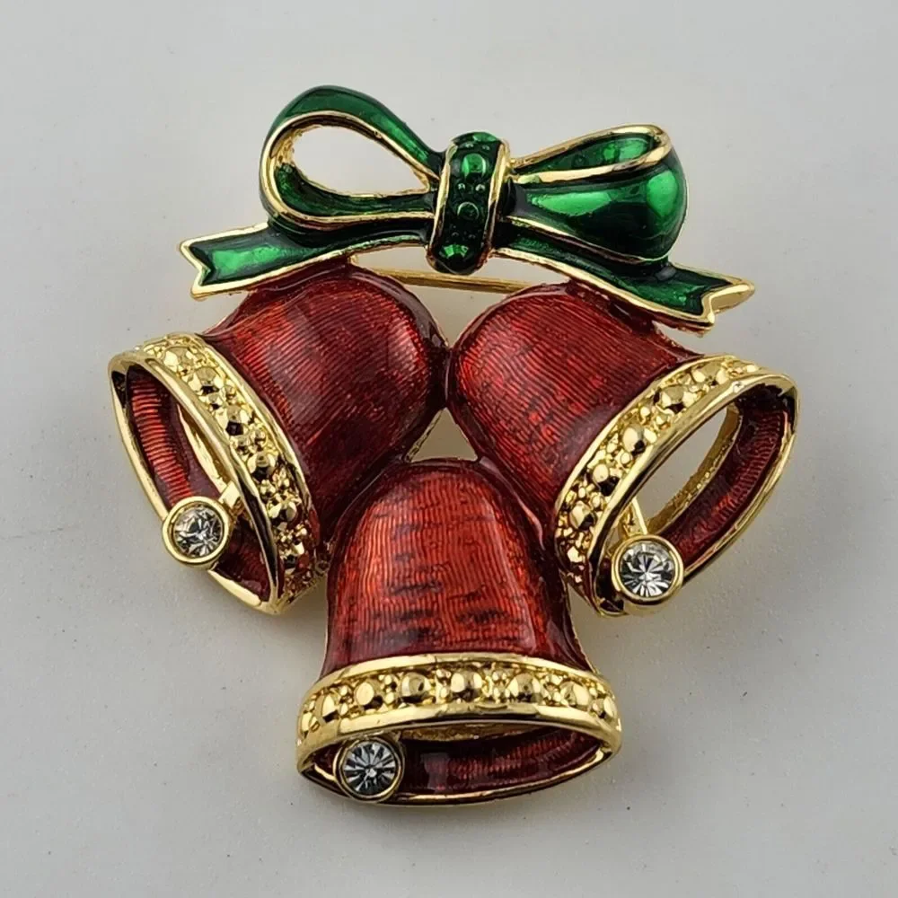 Vintage Articulated Christmas Bells Brooch‎